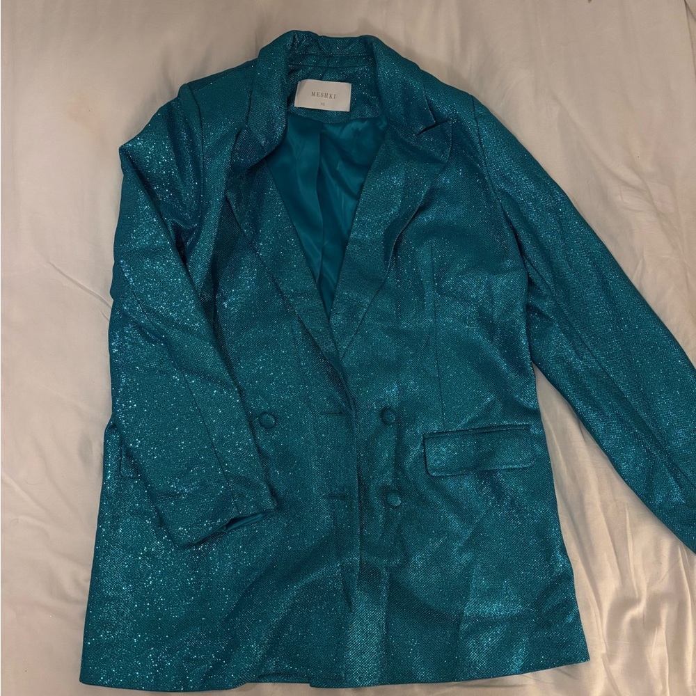 Sparkly Blue Women's Blazer Dress